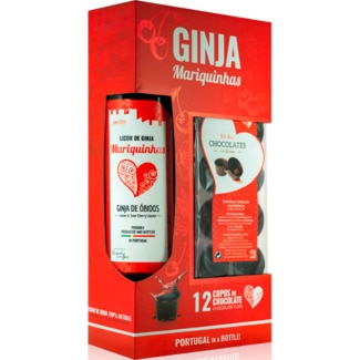 Mariquinhas Licor de Ginja de Óbidos Pack Oferta de 1 Garrafa de Água Tónica + 1 Copo 50 cl