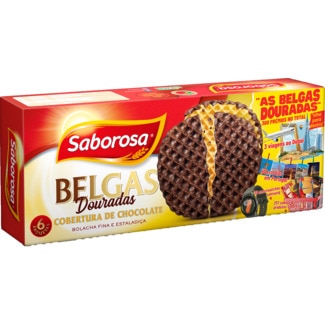 Saborosa Bolachas Belgas Cobertas com Chocolate embalagem 198 g