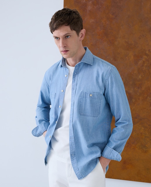 Emidio Tucci - Camisa sport denim manga larga hombre.