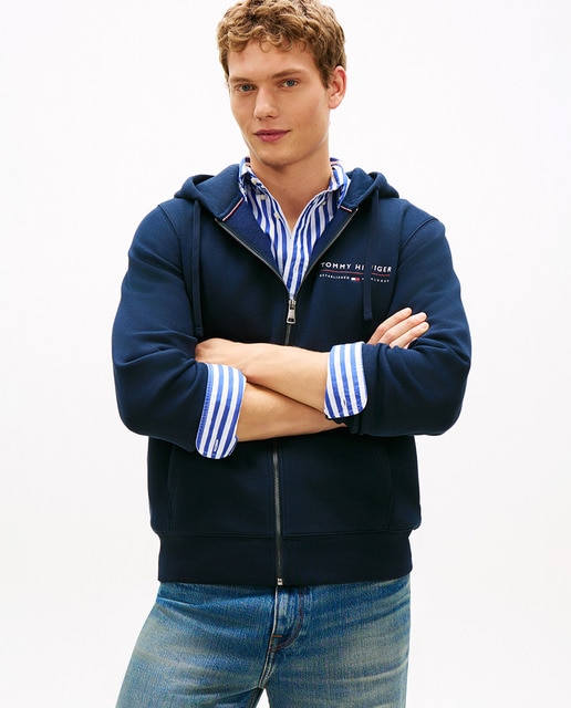 Tommy Hilfiger - Sudadera de caballero con capucha y cremallera.
