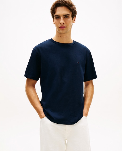 Tommy Hilfiger - Camiseta de caballero de manga corta con cuello redondo y estampada.