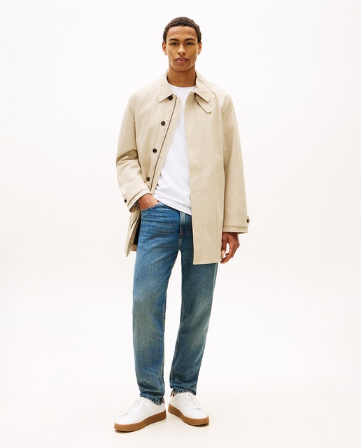 Tommy Hilfiger - Gabardina de caballero de algodón con cierre invisible de botones y cremallera.