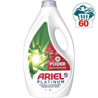 ARIEL detergente líquido extra poder quitamanchas Platinum botella 60 dosis