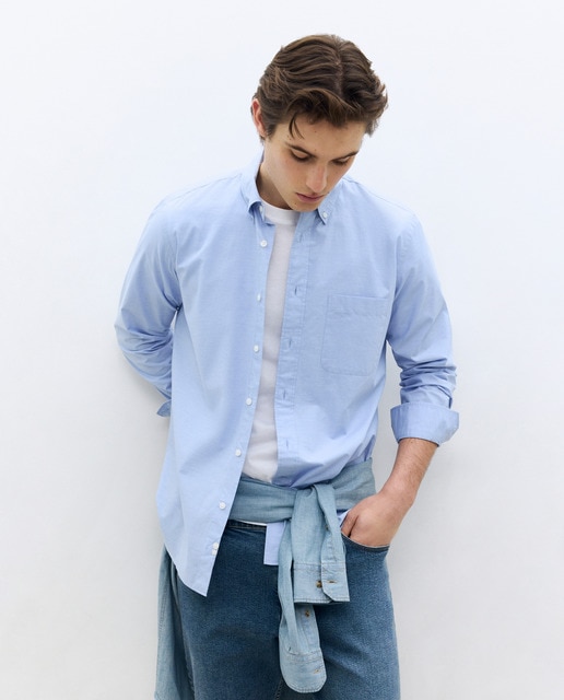 Dustin - Camisa de sport algodón fil a fil lisa classic fit..