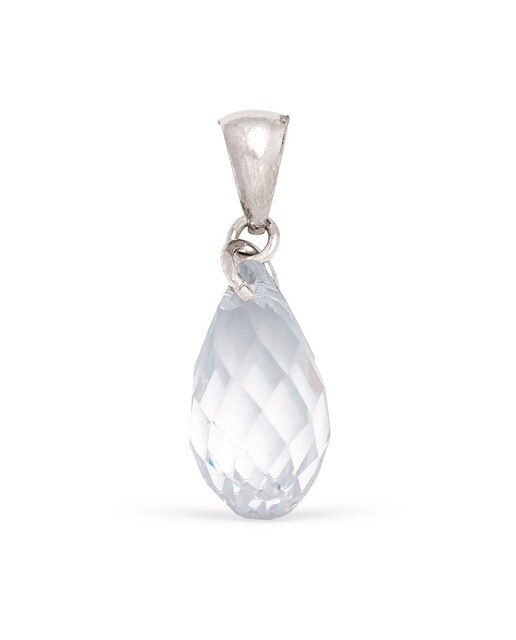 Colgante Plata de Ley 925. Forma ovalada con brillante de piedra natural ornamental