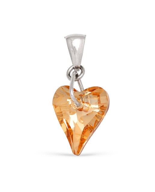 Colgante Plata de Ley 925. Corazón con brillante de piedra natural ornamental