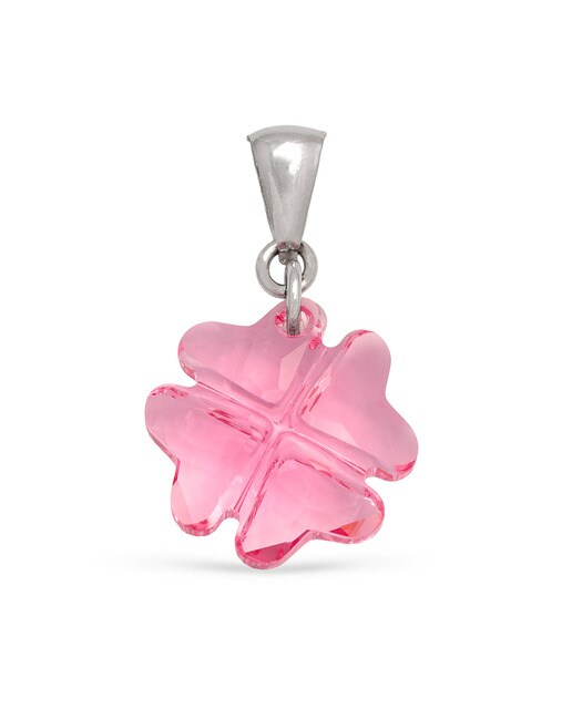 Colgante Plata de Ley 925. Trébol de la suerte con brillante de piedra natural ornamental