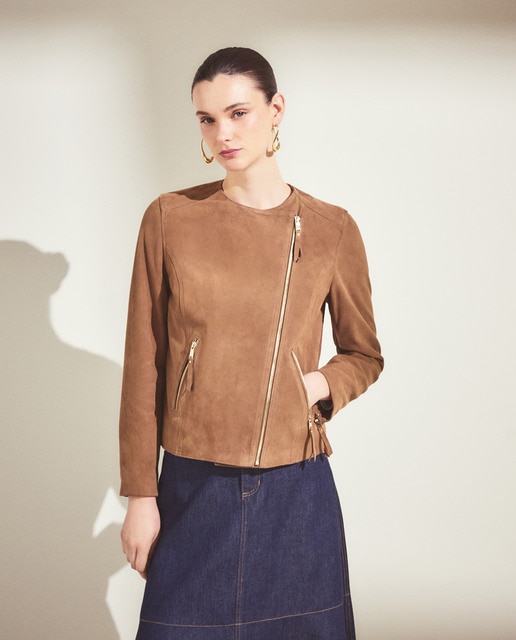Woman El Corte Inglés - Cazadora biker de mujer cuello caja.