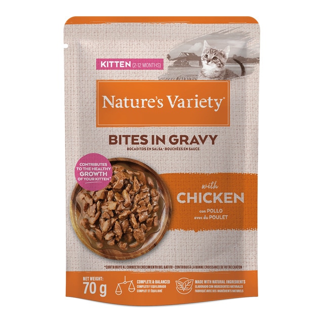 Nature’s Variety – Comida húmeda para gatitos Nature’s Variety bocaditos en salsa pollo 70 g.