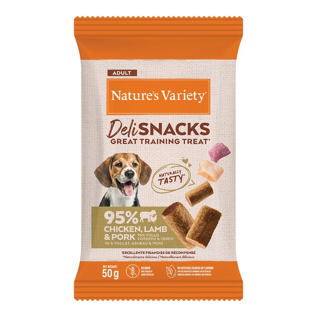 Nature's Variety - Snack para perros adultos Nature's Variety Deli pollo, cordero y cerdo 50 g