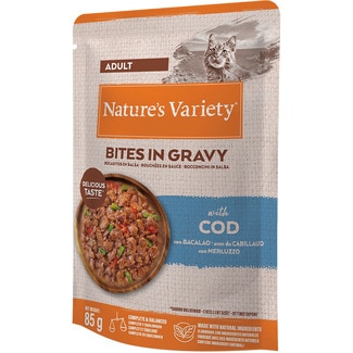 NATURE'S VARIETY Feuchtfutter für ausgewachsene Katzen Kabeljauhäppchen in Sauce 85 g