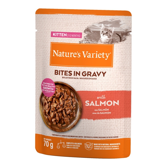 Nature's Variety - Comida húmeda para gatitos Nature's Variety bocaditos en salsa con salmón 70 g