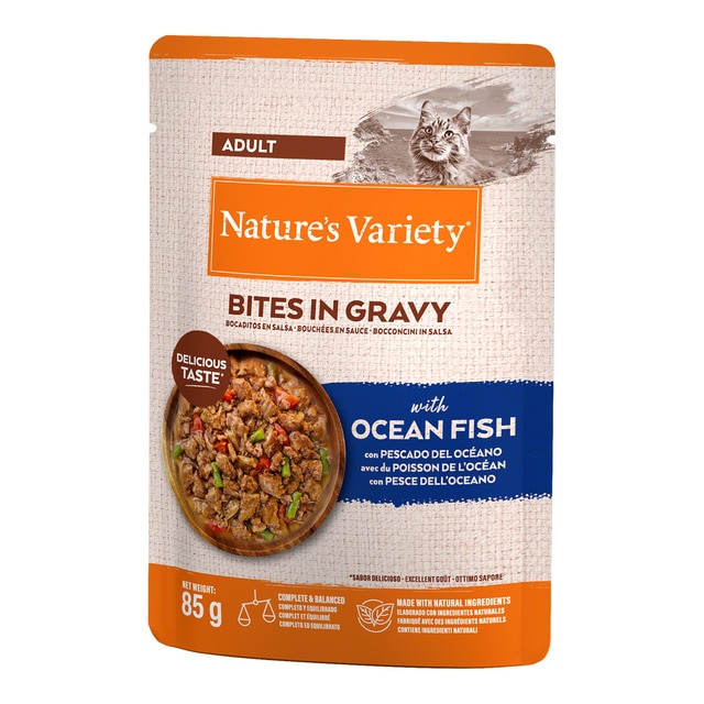 Nature's Variety - Comida húmeda para gatos adultos Nature's Variety bocaditos en salsa con pescado…