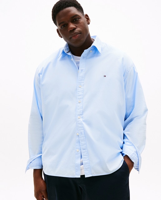 Tommy Hilfiger - Camisa de hombre de popelín de manga larga tallas grandes.
