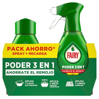 Fairy Detergente Manual Loiça Spray Poder 3 em 1 + Recarga pack 2 ml