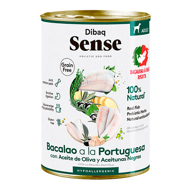 Dibaq Sense - Comida húmeda para perros adultos hipoalergénico Dibaq Sense bacalao a la portuguesa 380 g