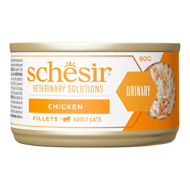 Schesir – Comida húmeda para gatos adultos Urinary Schesir filetes pollo 8x 80 g.