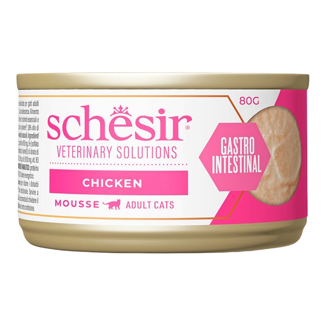 Schesir – Comida húmeda para gatos adultos Gastrointestinal Schesir mouse pollo 8x 80 g.