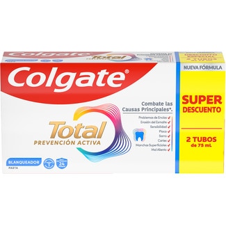 COLGATE TOTAL Zahnpasta Für weiße Zähne 24 h Schutz 2er-Pack Rohre 75 ml