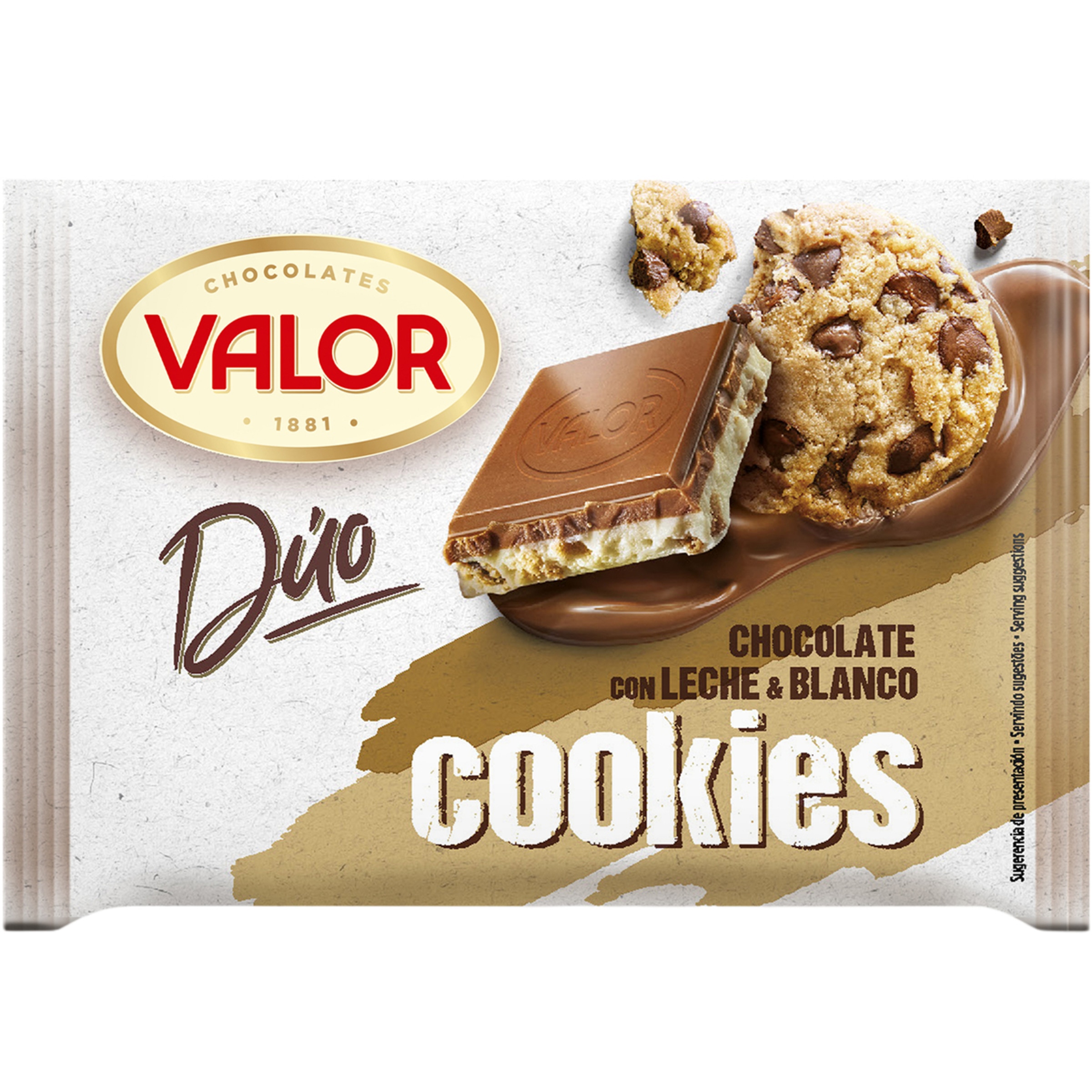 Duo chocolate con leche y blanco con trozos de cookies