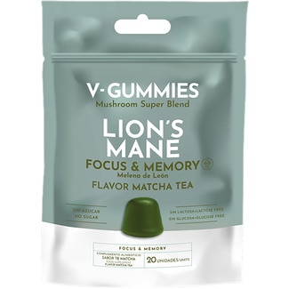 V-GUMMIES Memory Focus Gummibonbons mit Matcha-Tee, Löwenmähne glutenfrei und laktosefrei Tasche 20 Einheiten sin azúcar
