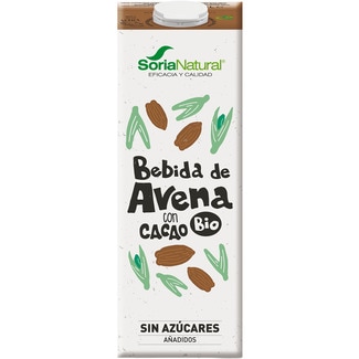 SORIA NATURAL Bio bebida de avena con cacao ecológica y sin azúcares añadidos brik 1 l