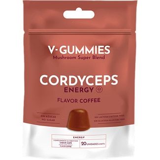 V-GUMMIES Cordyceps Energy Gummibonbons mit Kaffeegeschmack, glutenfrei, laktosefrei und zuckerfrei Tasche 20 Einheiten