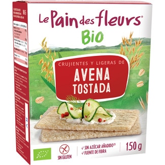 LE PAIN DES FLEURS knuspriges leichtes Bio-Haferröstbrot glutenfrei und ohne Zuckerzusatz Behälter 150 g