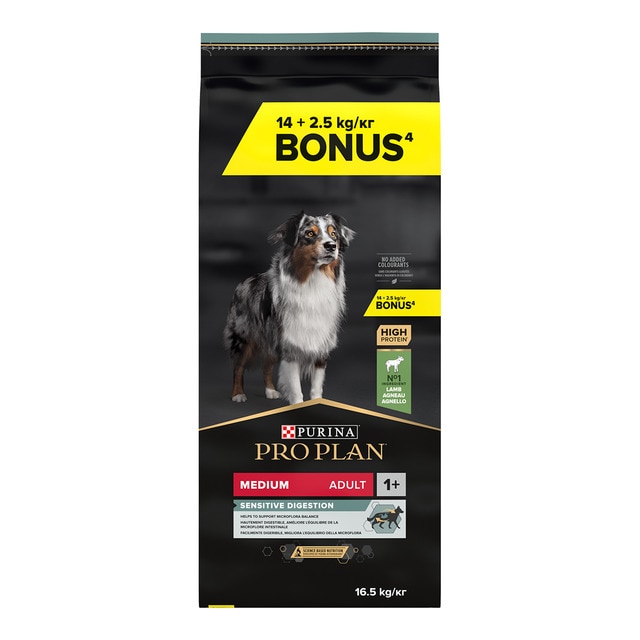 Purina Pro Plan - Pienso para perros adultos medianos digestión sensible Pro Plan cordero 14 + 2,5 kg