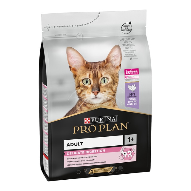 Purina Pro Plan - Pienso para gatos adultos digestión sensible Pro Plan pavo 3 kg.