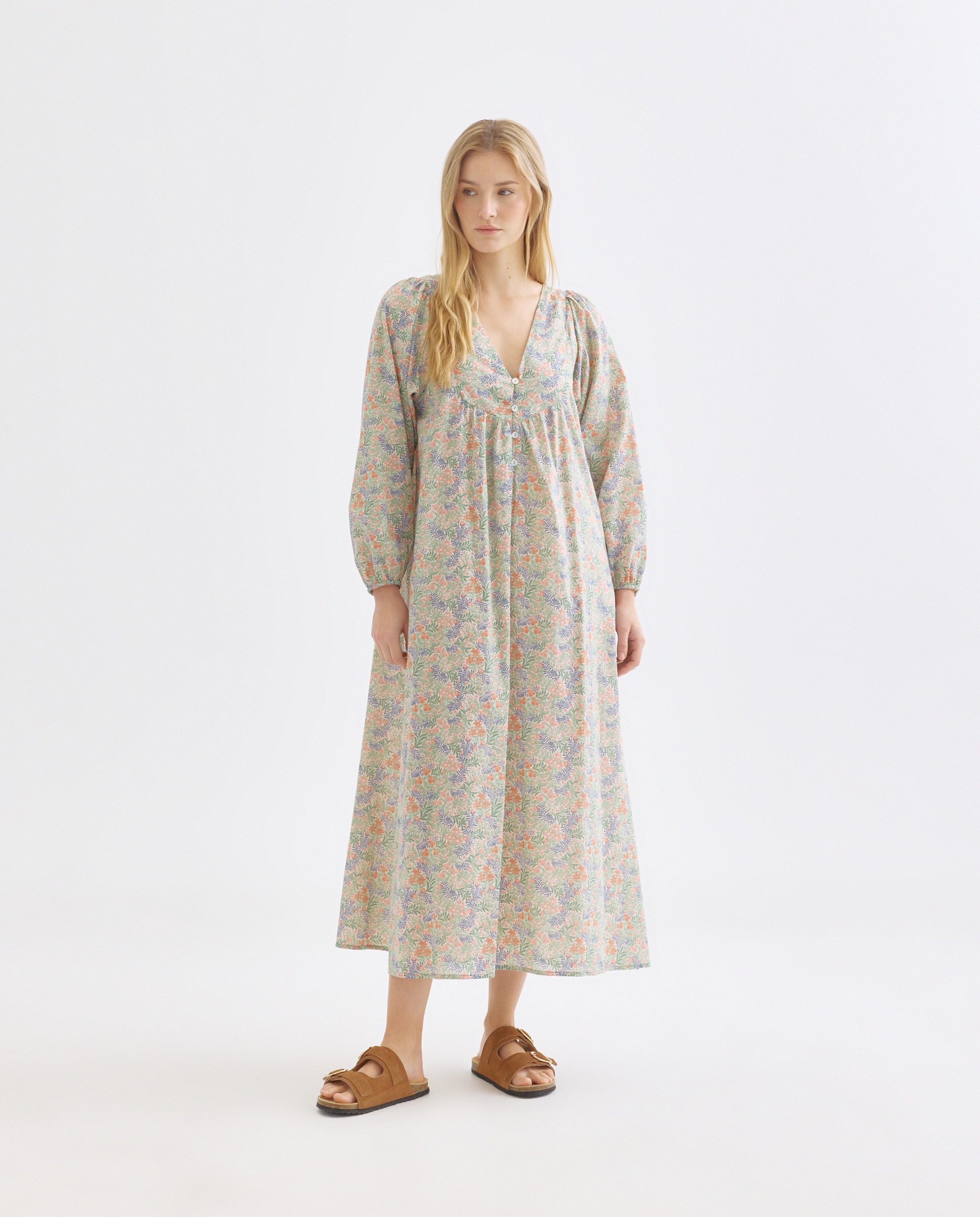 Imagen 0 de Caftán mujer largo algodón estampado