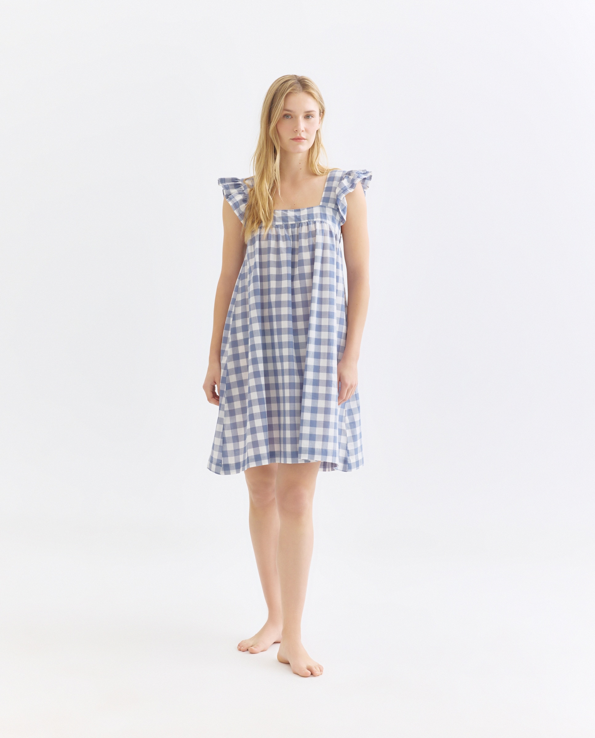 Imagen 0 de Camisón mujer algodón escote cuadrado vichy