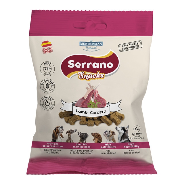 Mediterranean Natural – Snack para perros adultos Mediterranean Natural Serrano cordero 85 g.
