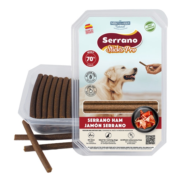 Mediterranean Natural – Snack para perros adultos Mediterranean Natural Ibéricas sticks jamón serrano. 800 g