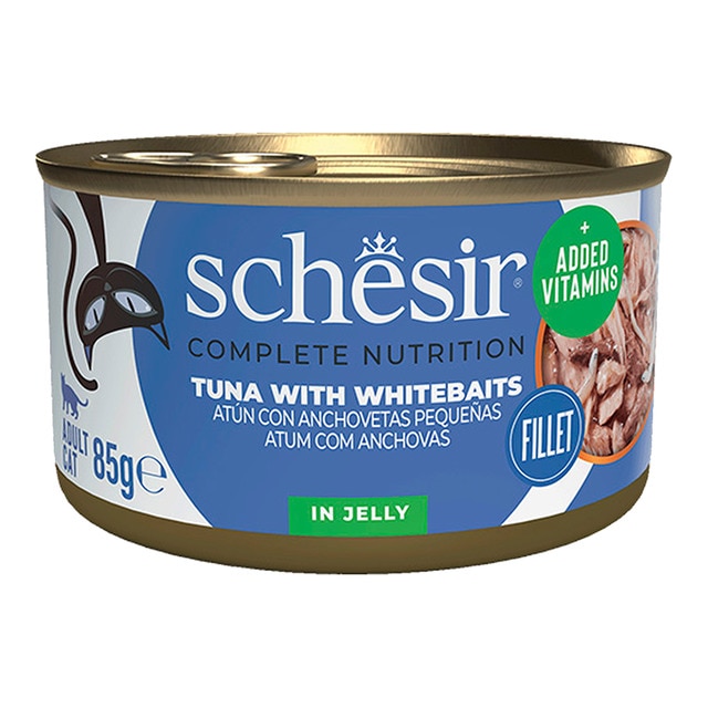 Schesir – Comida húmeda para gatos adultos Schesir atún con anchoetas 85 g.