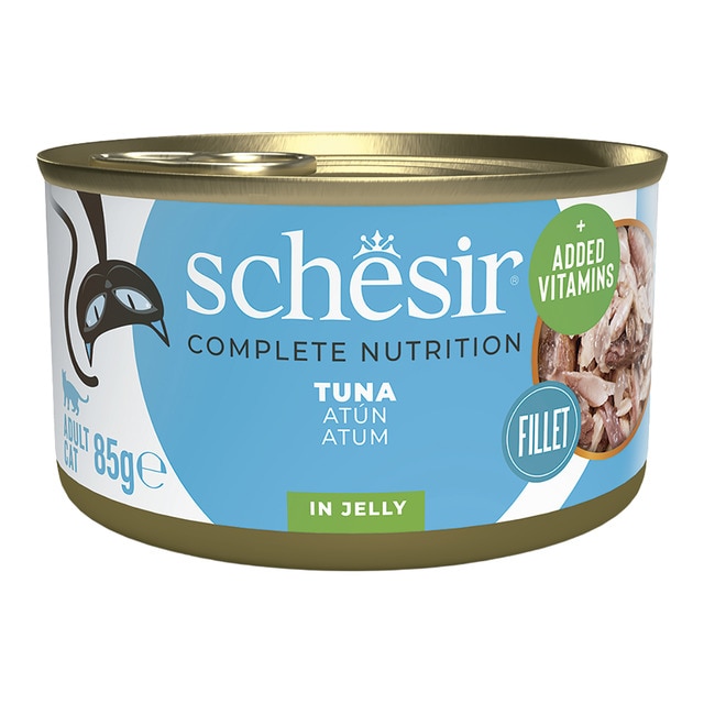Schesir – Comida húmeda para gatos adultos Schesir atún en gelatina 85 g.