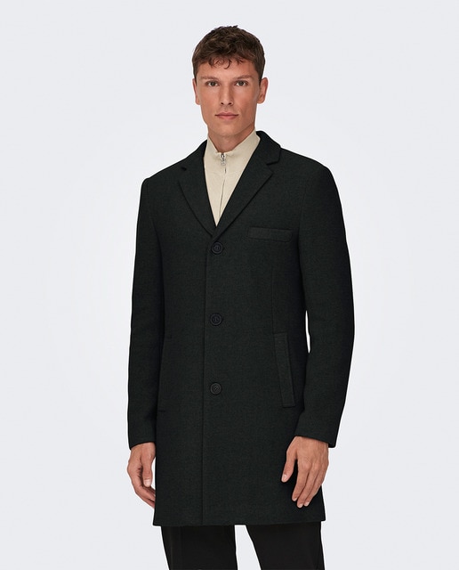 Only & Sons - Abrigo de hombre de paño con corte clásico regular fit.