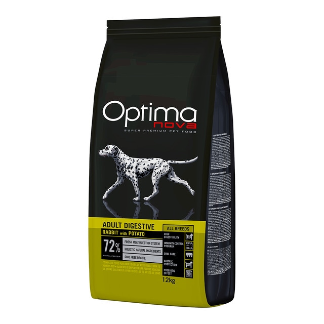Optima Nova - Pienso para perros adultos Optima Nova Adult Digestive conejo y patata 12 Kg