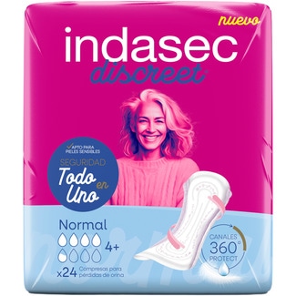 INDASEC Discreet compresa de incontinencia normal paquete 24 unidades