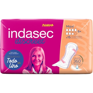 INDASEC Discreet compresa de incontinencia maxi caja 15 unidades