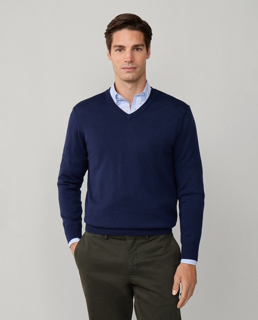 Façonnable - Jersey de hombre liso cuello pico.