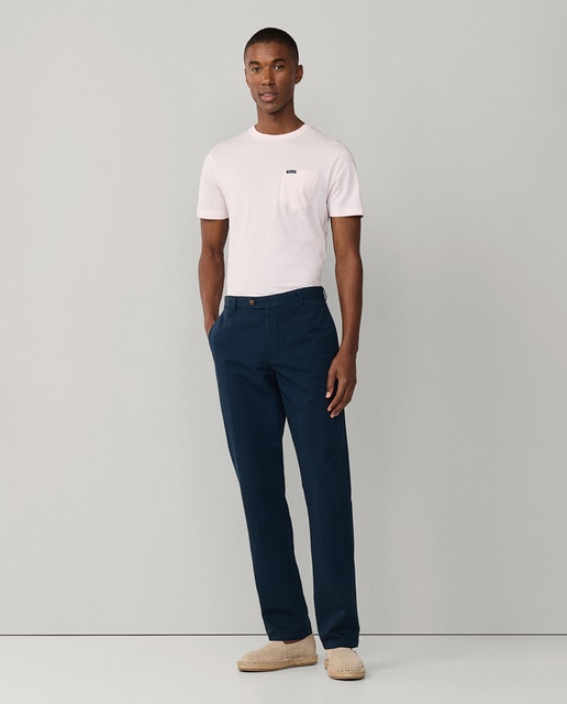 Façonnable - Pantalón chino de hombre de algodón y lino regular fit.