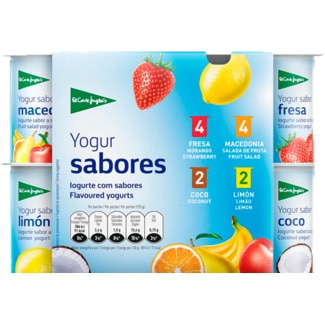 El Corte Inglés Iogurtes com Sabores Morango, Limão, Coco e Tropical Pack 12 unidades embalagem 125 g