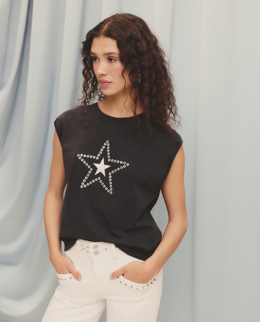 Green Coast - camiseta sin mangas estrella eyelets.