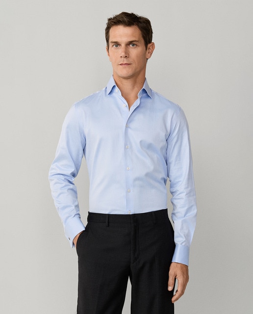 Hackett - Camisa de hombre de vestir classic fit dibujo espiga tallas grandes.