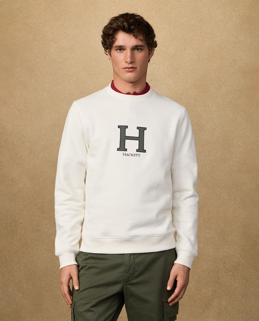 Hackett - Sudadera de hombre de algodón y logo central tallas grandes.