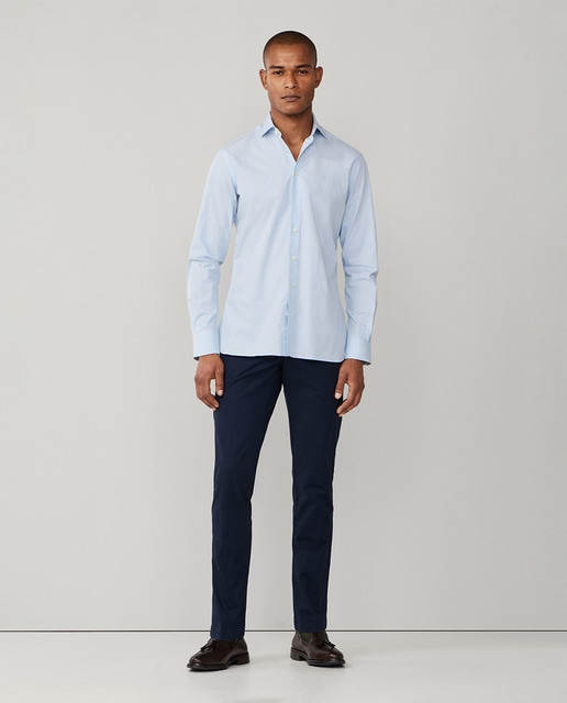Hackett - Pantalón chino texturizado de hombre teñido en prenda tallas grandes.