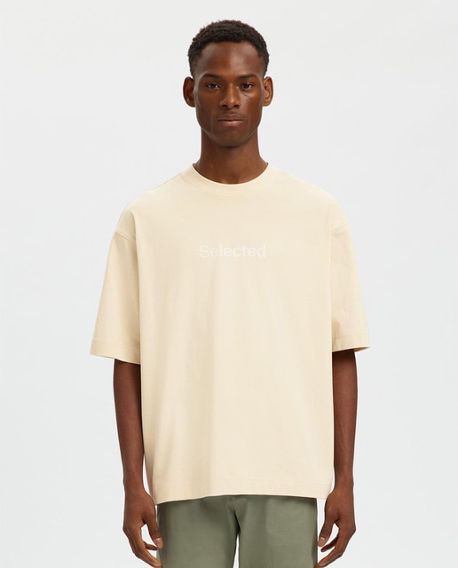 Selected - Camiseta manga corta de hombre relax print delantero.