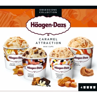 Haagen-Dazs Gelados Mini Copos Caramel Collection Pack 4 unidades embalagem 380 ml
