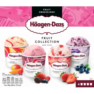 Haagen-Dazs Gelados Mini Copos Fruit Collection Pack 4 embalagem 380 ml